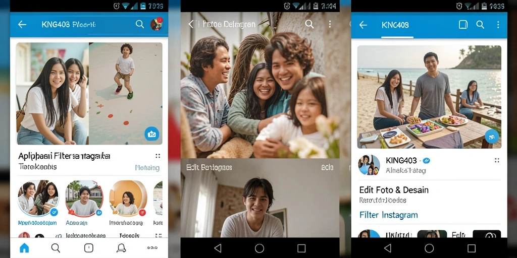Antarmuka KING403 dengan berbagai pilihan filter Instagram yang menarik.