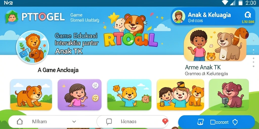 Tampilan antarmuka PTTOGEL yang cerah dan menarik untuk anak.
