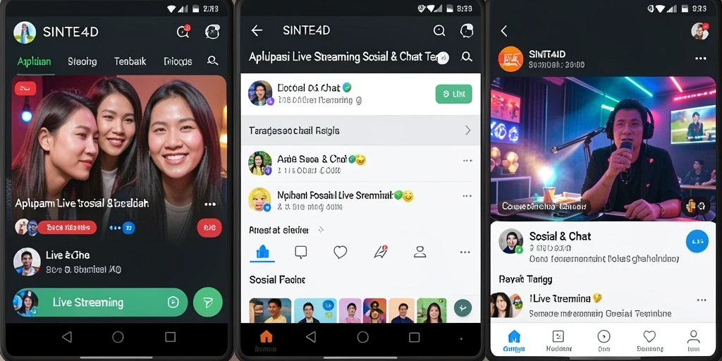 Antarmuka SINTE4D menampilkan fitur Live Streaming yang interaktif dan user-friendly.